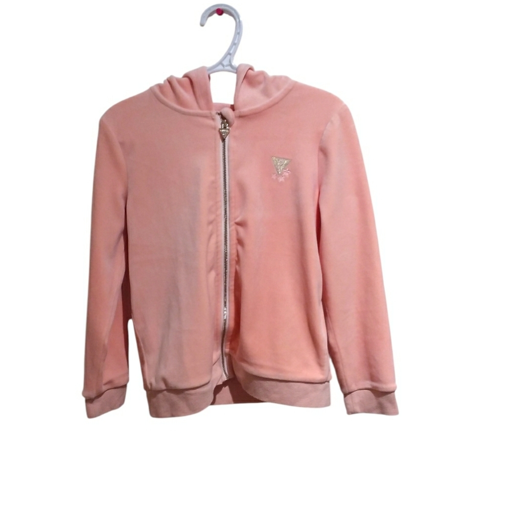 GUESS? Girls Velour Zip Up Hoodie
